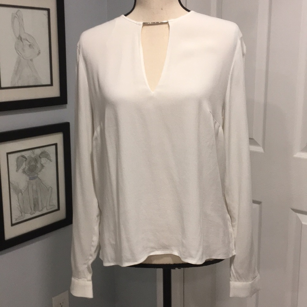 MNG BASICS WOMEN IVORY METAL DETAIL LONG SLEEVE BLOUSE | S